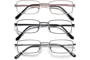OKH Pack 3 Bloqueo de Luz Azul Rectangle Gafas de Lectura de Metal Para Hombres Anti Fatiga Visual/Head Dolor Spring Bisagra de Lectura Reader