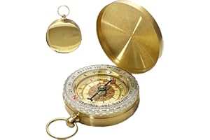 TCNZDY Kompass Outdoor Wasserdicht Mit Leuchtziffern - Langlebiger Compass für Camping, Wandern und Andere Outdoor-Aktivitäten (Golden)
