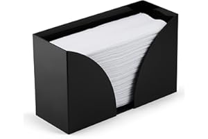 SimplyImagine Countertop Paper Towel Holder - Black Acrylic Storage Holder for Kitchen or Bathroom Use with Multifold, C Fold, Trifold, Z Fold Folded Hand Towel Napkins - Commercial or Home Use