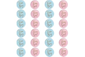 LLGSDLL 24 Pezzi Spille Gender Reveal Party Boy or Girl Spille a Bottoni per Rivelare il Genere, Team Boy or Girl Gender Reveal Button Pins, Spillette Bottoni per Baby Shower Decorazioni Forniture per Feste