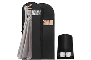 LXYANW 2 Stück Kleidersack 120 x 60 cm mit Schuhbeutel, Schwarz Kleidersäcke mit Reißverschluss, Kleidersack Anzug, Kleidersack für die Aufbewahrung für den Kleider Mäntel Abendkleider