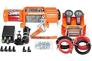 WINCHMAX 5,000lb (2,268kg) Original Orange 12v Winch. 15.2m x 6.3mm Steel Rope. 1/4 Inch Hook.