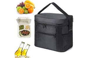iTGOOS 11L Lunch Bag Insulated Reusable Lunch Bags Cooler Bag Thermal Lunch Tote Bags Foldable Picnic Cooler Bag Waterproof Leak-Proof for Outdoor Beach Camping BBQ Travel Black