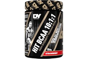 DY Nutrition HIT BCAA 10:1:1 (Strawberry) with L-Citrulline Malate, Beta Alanine + 12g of Branch Chain Amino Acids 400g Powder, 20 Servings - Optimal Pump & Performance | Non Stim Pre & Intra Workout