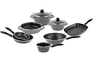 MAGEFESA K2 Gransasso Batteria da Cucina Completa 8 Pezzi, Lega di Acciaio, Grigio