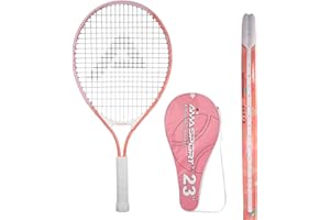 AMA SPORT Raquette de tennis pour enfants - Kit de démarrage pour tout-petits - 43,2 à 63,5 cm - Rose et garçon - Avec sac à bandoulière en nylon 420D