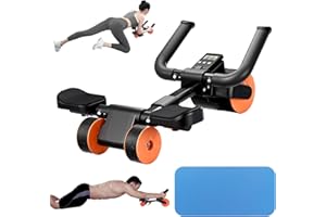 Bnlei Rueda Abdominale con Soporte de Codo y Rebote Automático【Tres Ruedas】Rodillo Abdominales Soporte Entrenamiento Absculpt, Maquina de Abdominales en Casa Gym Hombr y Mujer