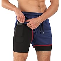 Lixada Shorts De Course à Pied Homme, 2 En 1 à Séchage Rapide Respirant Exercice Entranement