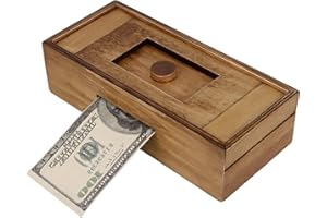 PANTSLINE Wooden Cash Puzzle Box with Secret Compartments, Hidden Money Holder, Challenging Brain Teaser for Adults