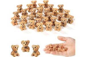 LYREH 30szt Mini Żywiczne Misie Teddy, Urocze Miniaturowe Misie z Żywicy Małe Zwierzęta z Żywicy Małe Misie z Żywicy Akcesoria Dekoracyjne do Ogrodów Wróżek Samochodowych Domek dla Lalek(Brązowe)