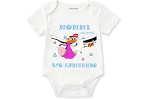 Glimnerize Body Neonato Annuncio Gravidanza 'Diventerò Nonni' - Regalo Rivelazione per Nonni in 100% Cotone Morbido, Vestito Bebè Sorpresa Gravidanza (0-3 Mesi)