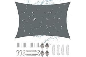 NAKIHOUSE Sun Shade Sail 5m x 4m Rectangle Waterproof Sunscreen Awning Canopy with Fixing Kit 95% UV Block Sun Shades for Outdoors, Garden, Patio, Yard, Party (Grey)