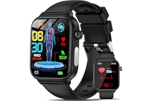 MARSYU 2025 Nuovo Smartwatch Uomo con ECG/Acido Urico/𝐆li𝐜𝐞m𝐢a/Pressione Sanguigna/Sonno/BMI/Temperatura Corporea/Cardiofrequenzimetro,1,96"Orologio con Funzione Telefono,Pulsante SOS,IP68 iOS Android