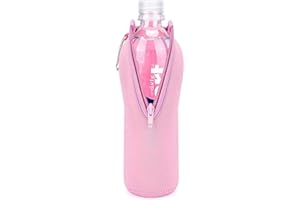 Linkidea - Custodia monouso per borraccia compatibile con Smartwater da 475/575 ml, Evian da 475 ml, custodia isolante in neoprene con cerniera bloccabile(1 confezione/Rosa)