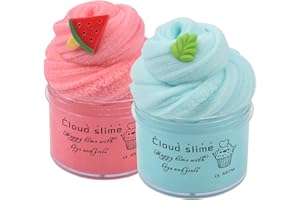 KEEMANMAN 2 Pack Cloud Slime Kit, Scented DIY Slime Toys for Girls Boys, Squishy Sensory Toy Cute Stuff, Teenage Girl Birthday Gifts Party Favors Stocking Stuffers for 4 5 6 7 8 9 10 11 12 Year Old Kids