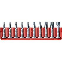 PB Swiss Tools BitBlock Mit 10 Schlitz-Bits – 100% Swiss Made, Für Schraubendreher Mit 1/4" Aufnahme