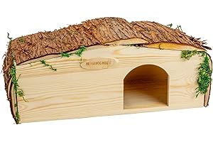 SA Products Wooden Hedgehog House - Made from Authentic Fir Wood - Comes with Screws and Manual - Beautiful Tiny House for Garden and Pet Shelter, Sturdy Build and Weatherproof - 34 x 19 x 17 cm