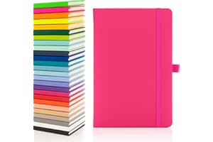 ‎NOTES LONDON Notes London Eco A5 Notizbuch mit linierten Seiten, Stiftschlaufe, Band, Datumsmarken und Papiertasche, mittelgroßes Hardcover, Tagebuch, Notizen, nachhaltig angebautes Papier (Pink)
