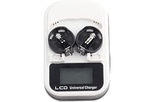 LIEBEWH 2 Szt. Ładowarka Baterii 100 do 240 V Akumulator Przycisk Wyświetlacza LCD ładowarka do Baterii Litowej LIR2016 LIR2025 LIR2032 Przycisk Bateria Litowa(EU Plug)