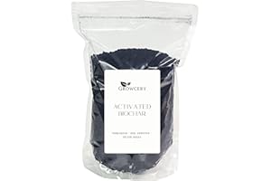 GROWCERY Pure Activated Biochar - Premium Organic Soil Amendment for Enhanced Plant Growth, Soil Health, Terrariums - Natural Carbon-Rich Additive for Sustainable Gardening and Eco-Friendly Agriculture (1L)