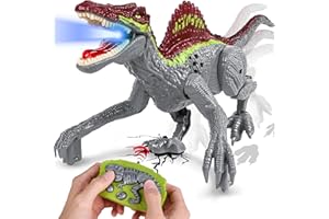 colmanda Ferngesteuerter Dinosaurier, Dinosaurier Spielzeug, 2.4G Fernbedienung Dinosaurier, Dino Spielzeug mit Gehen, Brüllen und Kopfschütteln Für Jungen Mädchen ab 3 Jahre (Grau)
