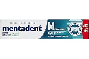 Mentadent Microgranuli Dentifricio, con Zinco Antibatterico, con Soffici Microgranuli per Pulizia Interdentale Profonda e Azione Antiplacca Duratura, Protezione di Lunga Durata, 125 ml