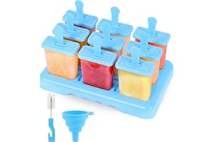 Alinana Ensemble de 9 Moule à glace Réutilisables pour Bébé sans BPA - Moules à Glace DIY avec Brosse de Nettoyage et Entonnoir Pliable en Silicone
