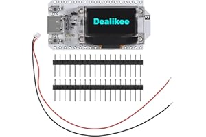 Dealikee ESP32 OLED WiFi Kit Development Board New Version 8MB Flash, ESP32 WiFi + Bluetooth 0.96 Inch OLED Display CP 2102 Internet for ESP8266 NodeMCU