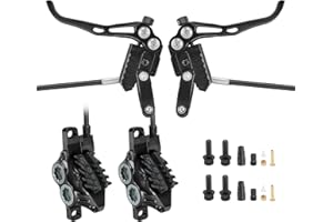 MEROCA IIIPRO E4 Hydraulic Disc Brake Set - 4-Piston MTB Brakes, 641N Braking Force, TUV Certified, Lightweight 475g, for Mountain/E-Bike/Folding Bicycles (Black, Front/Rear Split)