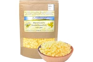 ActiveTimeLife® Bienenwachs Pastillen Bio gelb | Premium | 200 g ideal für Kosmetik Kerzen Cremes Salben Seifen Wachstücher - Das Original im praktischen Zip-Beutel