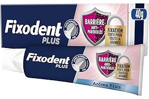 Fixodent Plus Food Barrière Anti-Particules Fraîcheur Crème Adhésive pour Prothèses Totales & Partielles 40ml