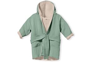 Mababu Bademantel Kinder mit Kapuze | 100% Bio-Baumwolle GOTS Zertifiziert | Premium Musselin Kinderbademantel für Mädchen & Jungen | Maschinenwaschbar & Trocknergeeignet | 4-lagig | 1-6 Jahre
