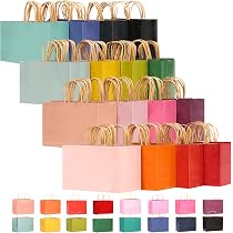 10 Sacchetti Regalo In Carta Kraft Colorata Con Manici, 15x21x8 Cm, Per Festa E Matrimonio