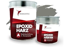 MANADATEC 2k Epoxidharz Bodenbeschichtung 2,5kg I RAL 7023 Betongrau I Lösemittelfrei, Umweltfreundlich & Geruchsneutral I Beschichtung für Garagen- & Kellerböden I Hohe Schlagfestigkeit