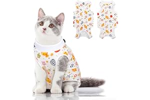 AOFITEE Cat Recovery Suit, Breathable Cat Bodysuit for Abdominal Wounds or Skin Dieases, Cotton Kitten Surgery Recovery Suit Onesie, E-Collar Alternative for Male Female Cats, Candy L