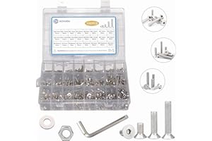 WZHUIDA 1080 Stück M2 M3 M4 M5 Schrauben Muttern und Unterlegscheiben Sortiment Set, Edelstahl Senkkopfschrauben mit Innensechskant Schrauben Muttern Set mit 4 Schraubenschlüsseln