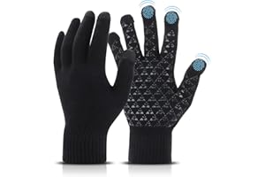 ABEILLO Zimowe ciepłe rękawiczki dla mężczyzn i kobiet, lekkie rękawiczki termiczne z ekranem dotykowym, zimowe antypoślizgowe rękawiczki, miękka dzianinowa podszewka, elastyczny mankiet, dzianinowy