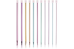 ‎COOPAY Coopay Tunisian Crochet Hooks Set, 11 Pieces Colourful Aluminium Tunisian Knitting Needles Crochet, Afghan Crochet Hook Set for Beginners, Crochet and Knitters, 2.0-8.0 mm Lightweight Tunisian Crochet