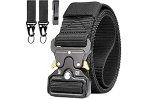 LC-dolida Taktischer Gürtel Herren, Militär Arbeitsgürte, Sicherheitsggurte Beutegürtel mit 2 Taktischen Schlüsselhaken&Metallschnalle, Taktische Gurt Belt für Outdoor Sport Camping Jagen
