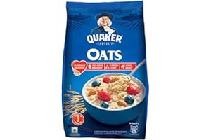 Quaker Oats 1kg, Rolled Oats Natural Wholegrain, Nutritious Breakfast Cereals, Dalia Porridge, Easy to Cook