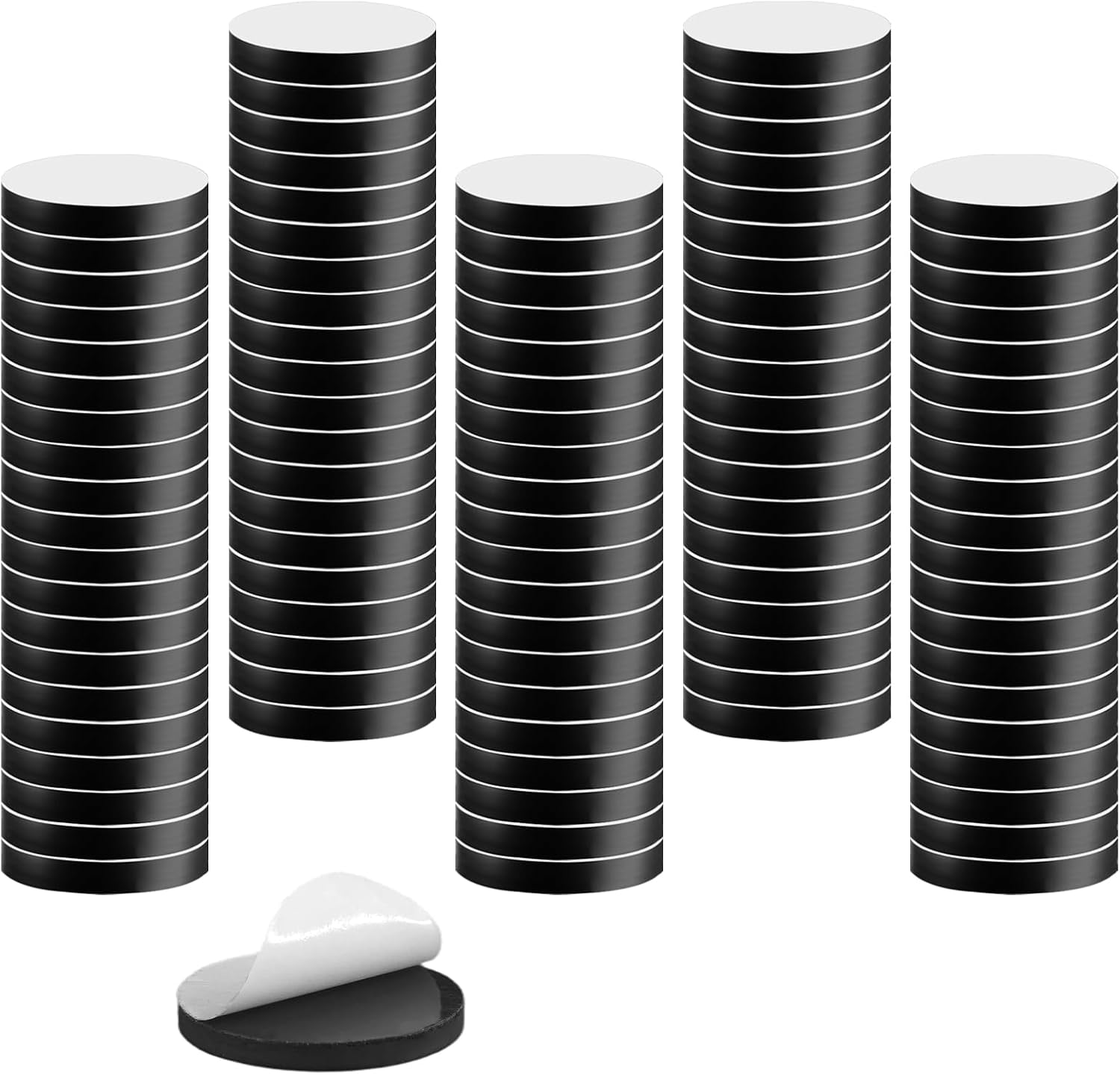 100 Piezas Imanes Adhesivos, 21 mm Redondos Autoadhesivos Magnets, Placas Magnéticas Autoadhesivas, Imanes Adhesivos Potentes, Imanes Pequeños Adhesivo, para Refrigeradores, Fotos, Manualidades, Negro
