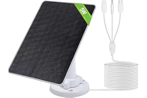 ECO-WORTHY Panneau Solaire Camera Exterieur 5W 5V, 360° ajustable, 25% d'efficacité génération BC Mono, avec 3mètres connecteur 3-en-1, IP65, pour caméras surveillance, dispositif d’arrosage balcon