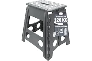ZOLLNER Tritthocker faltbar - Klapphocker für Kinder und Erwachsene bis 120kg - Anti-Rutsch-Beschichtung - mit praktischem Tragegriff - extrem leicht - 39 cm hoch - Kunststoff - anthrazit
