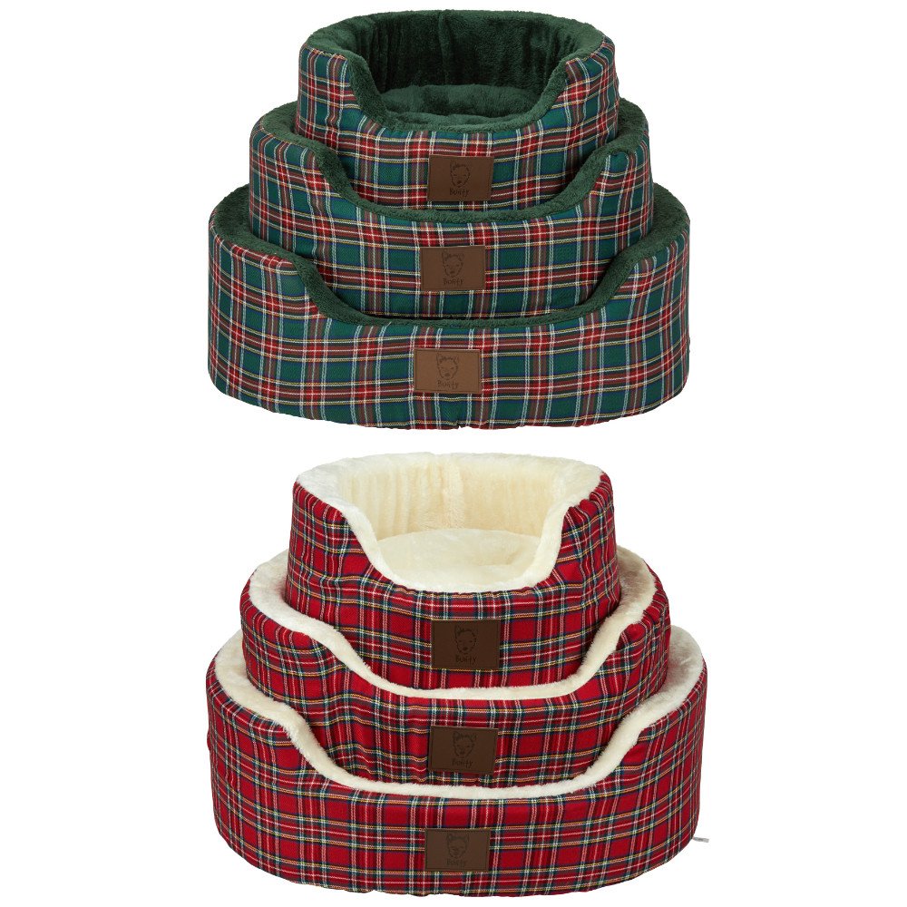 Bunty Heritage Tartan Soft Fur Fleece Dog Bed Washable Pet Basket Mat