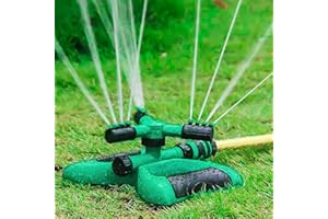 YEKUYEKU Garden Sprinkler, 3 Nozzles Lawn Sprinklers, 360°Automatic Rotating Water Sprinkler System, Sprinklers for Lawns, Adjustable Green Hose Sprinklers for Yard Garden Lawn Large Coverage Area