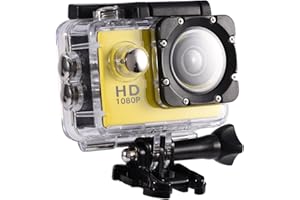 Diyeeni Action Camera, Videocamera DV con custodia per custodia impermeabile Custodia per bicicletta, Sport da ciclismo all'aperto Mini DV Videocamera per azione Regalo di Capodanno(Giallo)