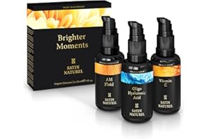 SATINNATUREL Skin Care Kit Viso Idee Regalo Donna Compleanno - Crema Viso + Siero Vitamina C + Siero Viso Acido Ialuronico 3x30ml, Set per la Cura della Pelle per Pelli Sensibili, Skincare Satin Naturel