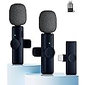 Lot de 2 microphones Lavalier sans fil - Mini microphone pour téléphone, Pad et téléphone portable Android - Microphone avec réduction du bruit - Plug & Play - Idéal pour vidéo, podcast, YouTube