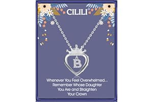 CILILI Princess Queen Crown Necklace for Girls Women, Sterling Silver Initial Letters Pendant Necklace Personalized Jewellery Gifts for Daughter Wife