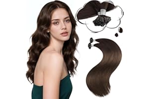 Moresoo Extension Keratine Cheveux Naturel Chatain Foncé Extension Keratine a Chaud Chocolat Marron Extension Keratine Lisse Extension Cheveux Keratine Marron Foncé 45 cm #4 50 Mèche 50g